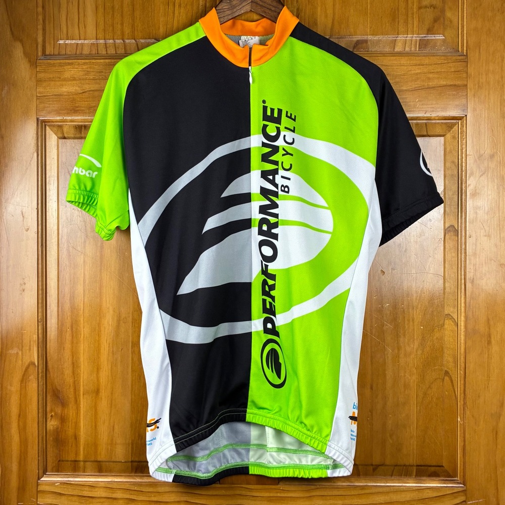 Performance Bicycle Cycling Jersey Mens Lg Bike MS Nashbar Neon Green Black